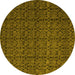 Round Machine Washable Abstract Yellow Modern Rug, wshabs5126yw