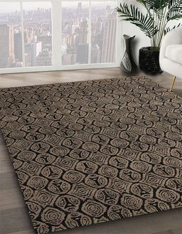 Abstract Dark Almond Brown Modern Rug in Family Room, abs5126