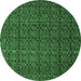 Round Abstract Emerald Green Modern Rug, abs5126emgrn