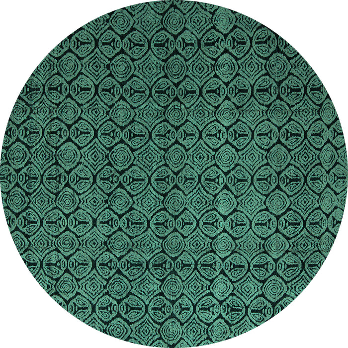 Round Machine Washable Abstract Turquoise Modern Area Rugs, wshabs5126turq