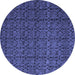 Round Abstract Blue Modern Rug, abs5126blu