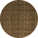 Round Machine Washable Abstract Brown Modern Rug, wshabs5126brn