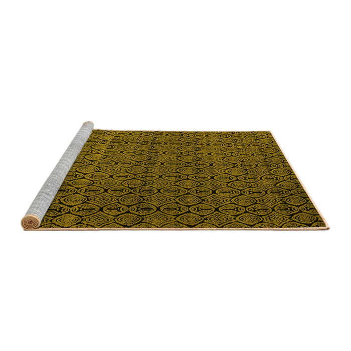 Sideview of Machine Washable Abstract Yellow Modern Rug, wshabs5126yw