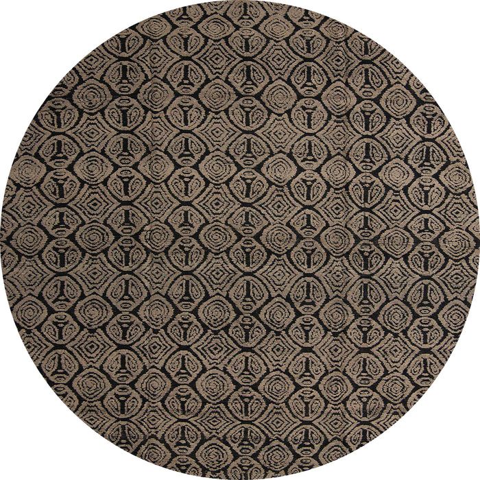 Round Machine Washable Abstract Dark Almond Brown Rug, wshabs5126
