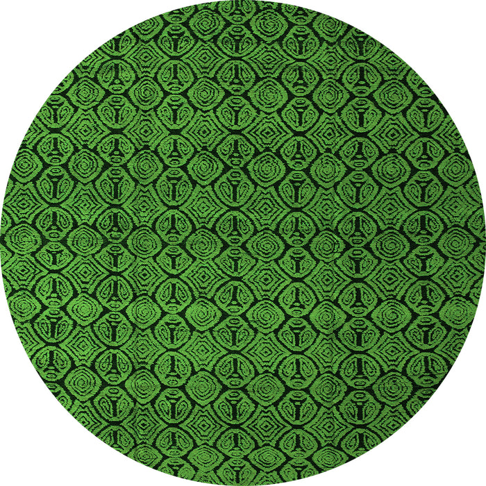 Round Machine Washable Abstract Green Modern Area Rugs, wshabs5126grn