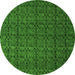 Round Machine Washable Abstract Green Modern Area Rugs, wshabs5126grn