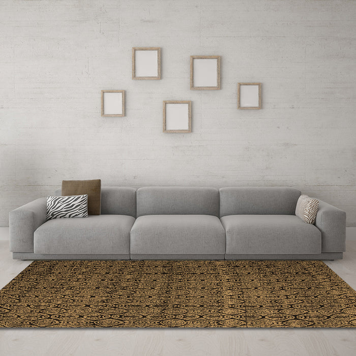 Machine Washable Abstract Brown Modern Rug in a Living Room,, wshabs5126brn