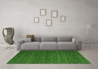 Machine Washable Abstract Green Modern Rug, wshabs5126grn