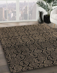 Abstract Dark Almond Brown Modern Rug, abs5127