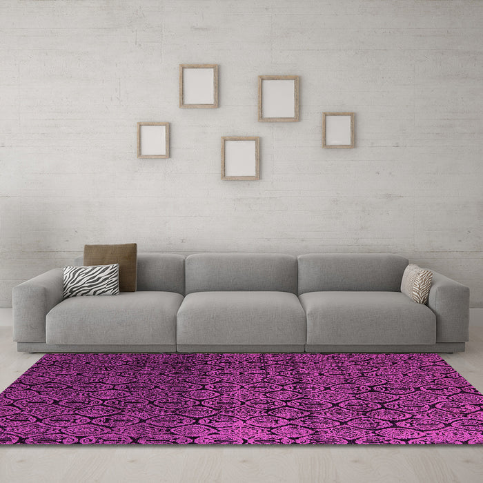 Machine Washable Abstract Pink Modern Rug in a Living Room, wshabs5127pnk