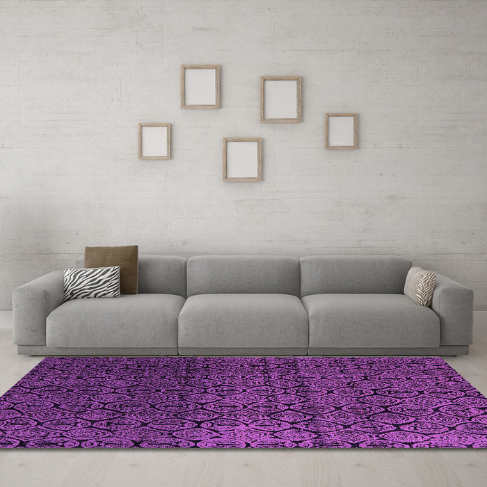 Machine Washable Abstract Purple Modern Area Rugs in a Living Room, wshabs5127pur