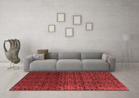 Machine Washable Abstract Red Modern Rug, wshabs5127red