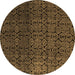 Round Machine Washable Abstract Brown Modern Rug, wshabs5127brn