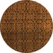 Round Machine Washable Abstract Orange Modern Area Rugs, wshabs5127org