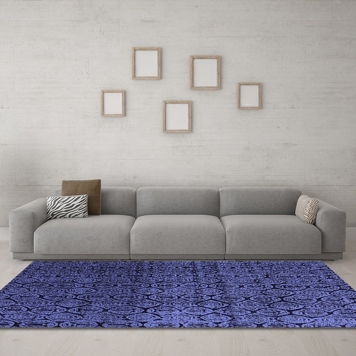Machine Washable Abstract Blue Modern Rug in a Living Room, wshabs5127blu