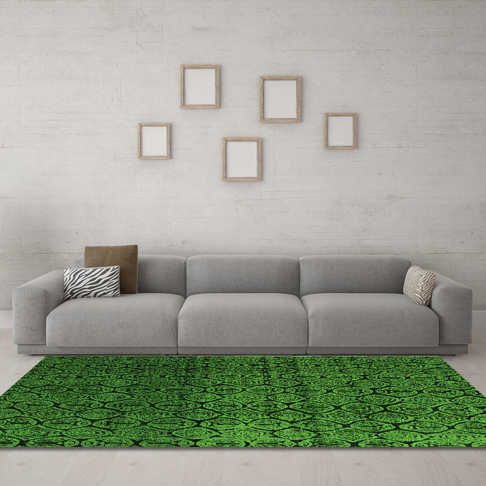 Machine Washable Abstract Green Modern Area Rugs in a Living Room,, wshabs5127grn