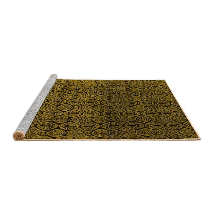 Sideview of Machine Washable Abstract Yellow Modern Rug, wshabs5127yw