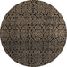 Round Abstract Dark Almond Brown Modern Rug, abs5127