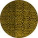 Round Abstract Yellow Modern Rug, abs5127yw