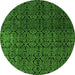 Round Abstract Green Modern Rug, abs5127grn