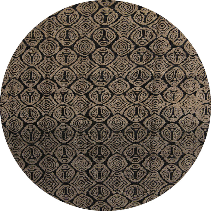 Round Machine Washable Abstract Dark Almond Brown Rug, wshabs5127