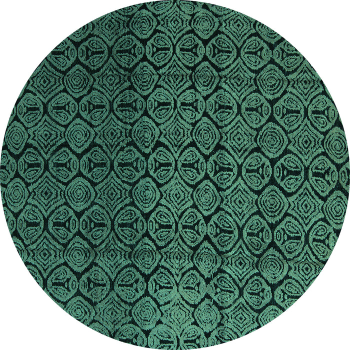 Round Machine Washable Abstract Turquoise Modern Area Rugs, wshabs5127turq