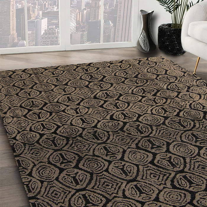 Machine Washable Abstract Dark Almond Brown Rug in a Family Room, wshabs5127