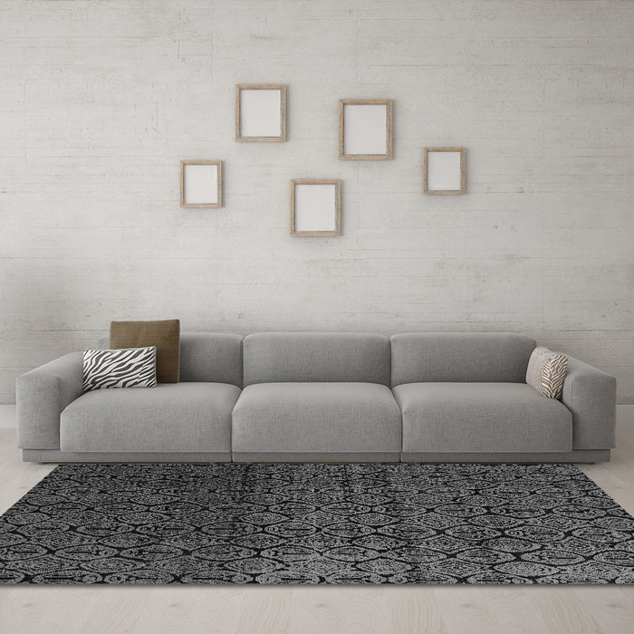 Machine Washable Abstract Gray Modern Rug in a Living Room,, wshabs5127gry