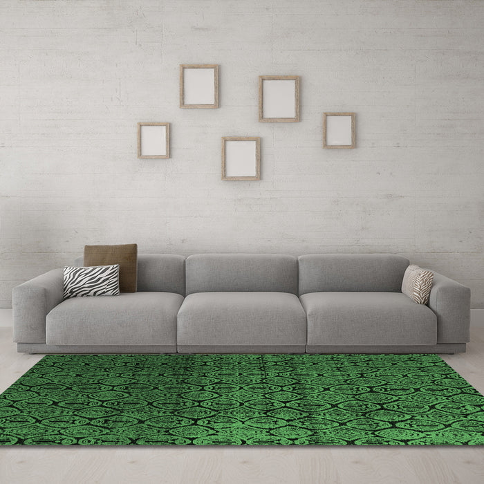 Machine Washable Abstract Emerald Green Modern Area Rugs in a Living Room,, wshabs5127emgrn