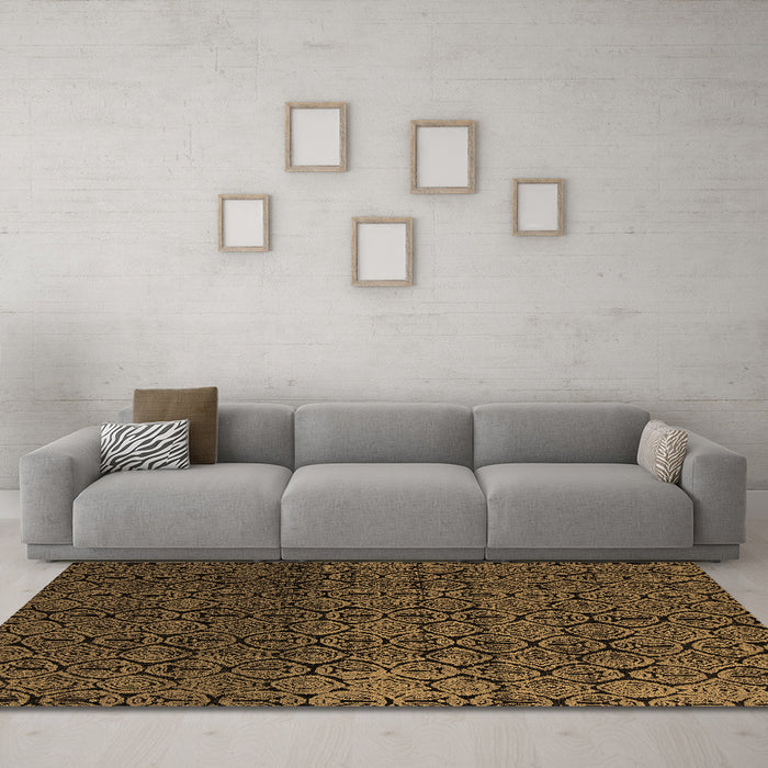 Machine Washable Abstract Brown Modern Rug in a Living Room,, wshabs5127brn