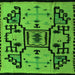 Square Abstract Green Modern Rug, abs5128grn