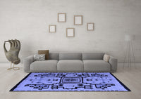 Machine Washable Abstract Blue Modern Rug, wshabs5128blu