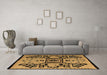 Machine Washable Abstract Brown Modern Rug in a Living Room,, wshabs5128brn