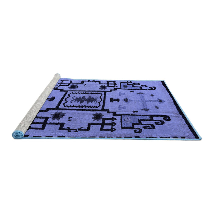 Sideview of Machine Washable Abstract Blue Modern Rug, wshabs5128blu