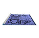 Sideview of Machine Washable Abstract Blue Modern Rug, wshabs5128blu