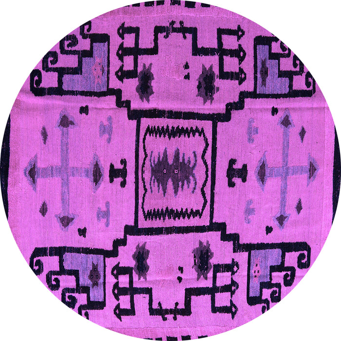 Round Machine Washable Abstract Purple Modern Area Rugs, wshabs5128pur