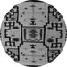 Round Abstract Gray Modern Rug, abs5128gry