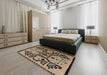 Abstract Dark Brown Modern Rug in a Bedroom, abs5128