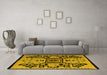 Machine Washable Abstract Yellow Modern Rug in a Living Room, wshabs5128yw