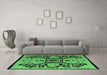 Machine Washable Abstract Emerald Green Modern Area Rugs in a Living Room,, wshabs5128emgrn