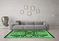 Machine Washable Abstract Emerald Green Modern Rug, wshabs5128emgrn