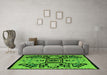 Machine Washable Abstract Green Modern Area Rugs in a Living Room,, wshabs5128grn