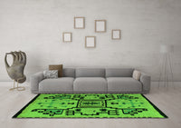 Machine Washable Abstract Green Modern Rug, wshabs5128grn