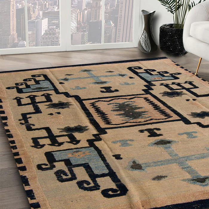 Machine Washable Abstract Dark Brown Rug in a Family Room, wshabs5128