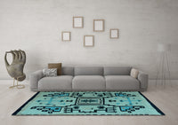 Machine Washable Abstract Light Blue Modern Rug, wshabs5128lblu