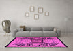 Machine Washable Abstract Pink Modern Rug in a Living Room, wshabs5128pnk