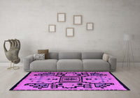 Machine Washable Abstract Purple Modern Rug, wshabs5128pur