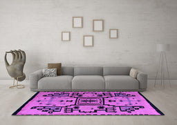 Machine Washable Abstract Purple Modern Area Rugs in a Living Room, wshabs5128pur