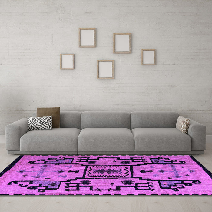 Machine Washable Abstract Purple Modern Area Rugs in a Living Room, wshabs5128pur