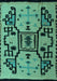 Machine Washable Abstract Turquoise Modern Area Rugs, wshabs5128turq